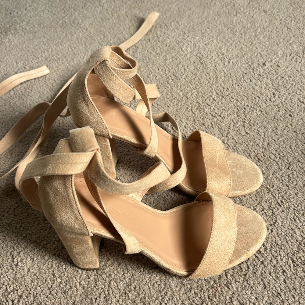 Light nude tie up target heels